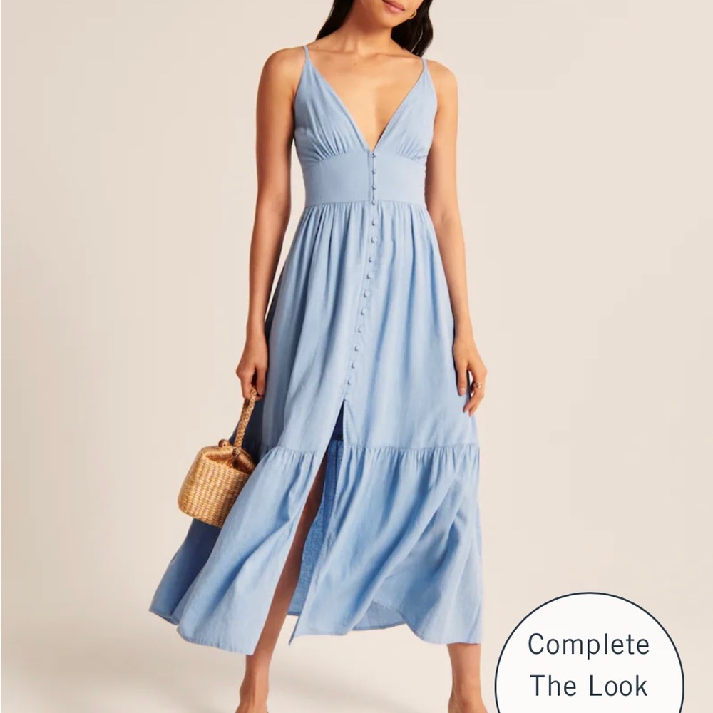 AF button through maxi dress light blue XS